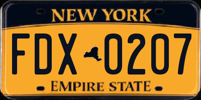NY license plate FDX0207