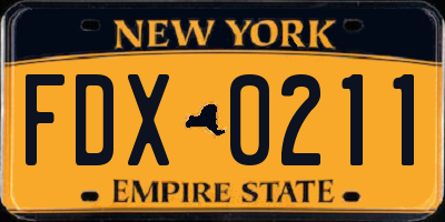 NY license plate FDX0211