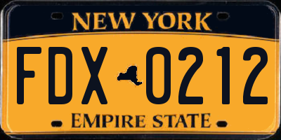 NY license plate FDX0212