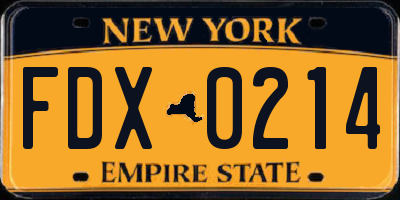 NY license plate FDX0214