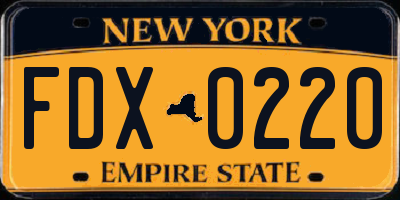 NY license plate FDX0220