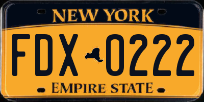 NY license plate FDX0222