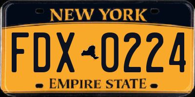 NY license plate FDX0224