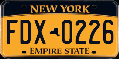 NY license plate FDX0226