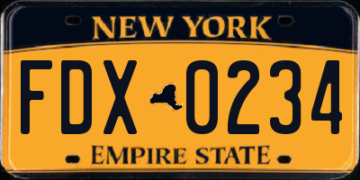 NY license plate FDX0234