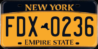 NY license plate FDX0236