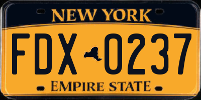 NY license plate FDX0237