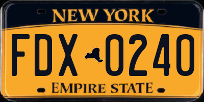 NY license plate FDX0240