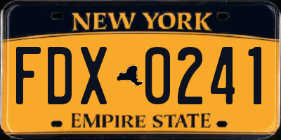 NY license plate FDX0241