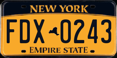 NY license plate FDX0243