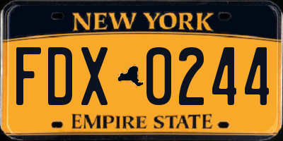 NY license plate FDX0244