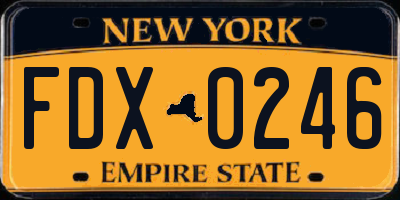 NY license plate FDX0246
