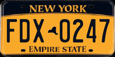 NY license plate FDX0247