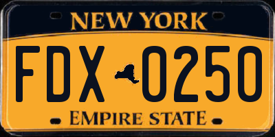NY license plate FDX0250