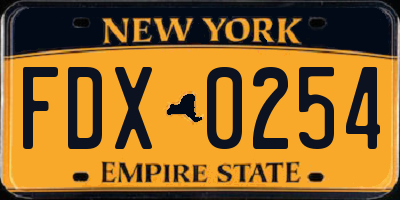 NY license plate FDX0254