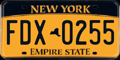 NY license plate FDX0255
