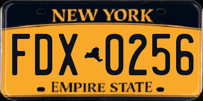 NY license plate FDX0256