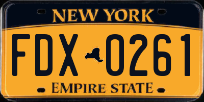 NY license plate FDX0261