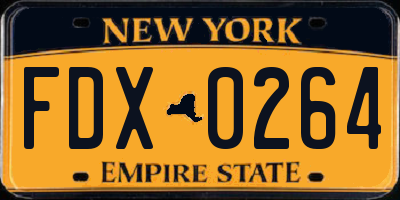 NY license plate FDX0264