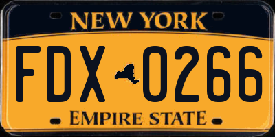 NY license plate FDX0266
