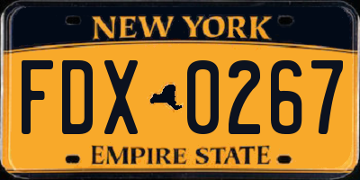 NY license plate FDX0267