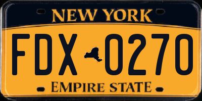 NY license plate FDX0270