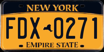 NY license plate FDX0271