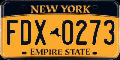 NY license plate FDX0273