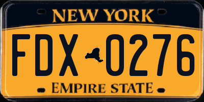 NY license plate FDX0276