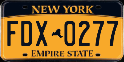 NY license plate FDX0277