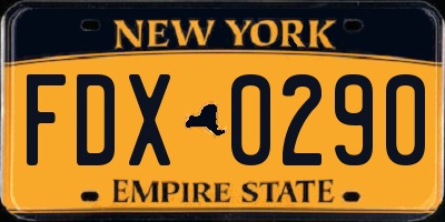 NY license plate FDX0290
