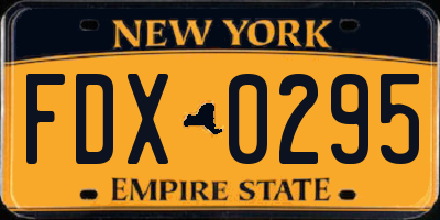 NY license plate FDX0295