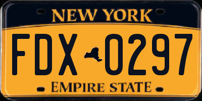 NY license plate FDX0297