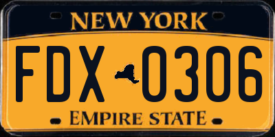 NY license plate FDX0306