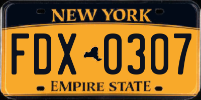 NY license plate FDX0307