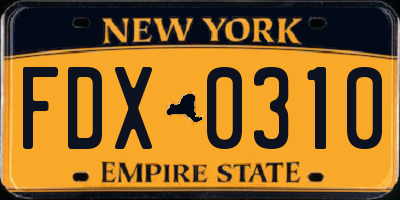 NY license plate FDX0310