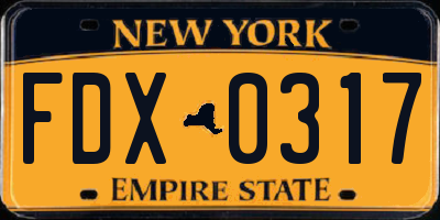 NY license plate FDX0317