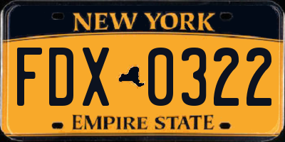 NY license plate FDX0322