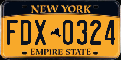 NY license plate FDX0324