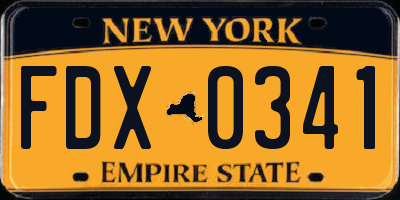 NY license plate FDX0341