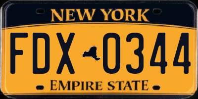 NY license plate FDX0344
