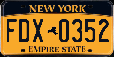 NY license plate FDX0352