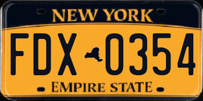 NY license plate FDX0354