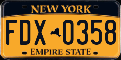 NY license plate FDX0358
