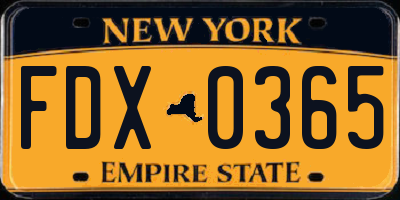 NY license plate FDX0365