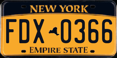 NY license plate FDX0366