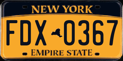 NY license plate FDX0367