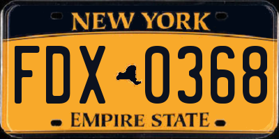 NY license plate FDX0368