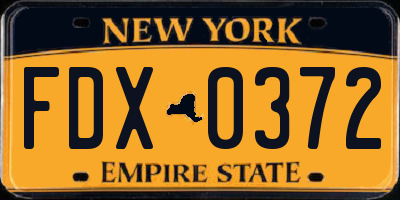 NY license plate FDX0372
