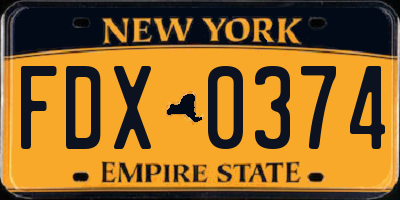 NY license plate FDX0374